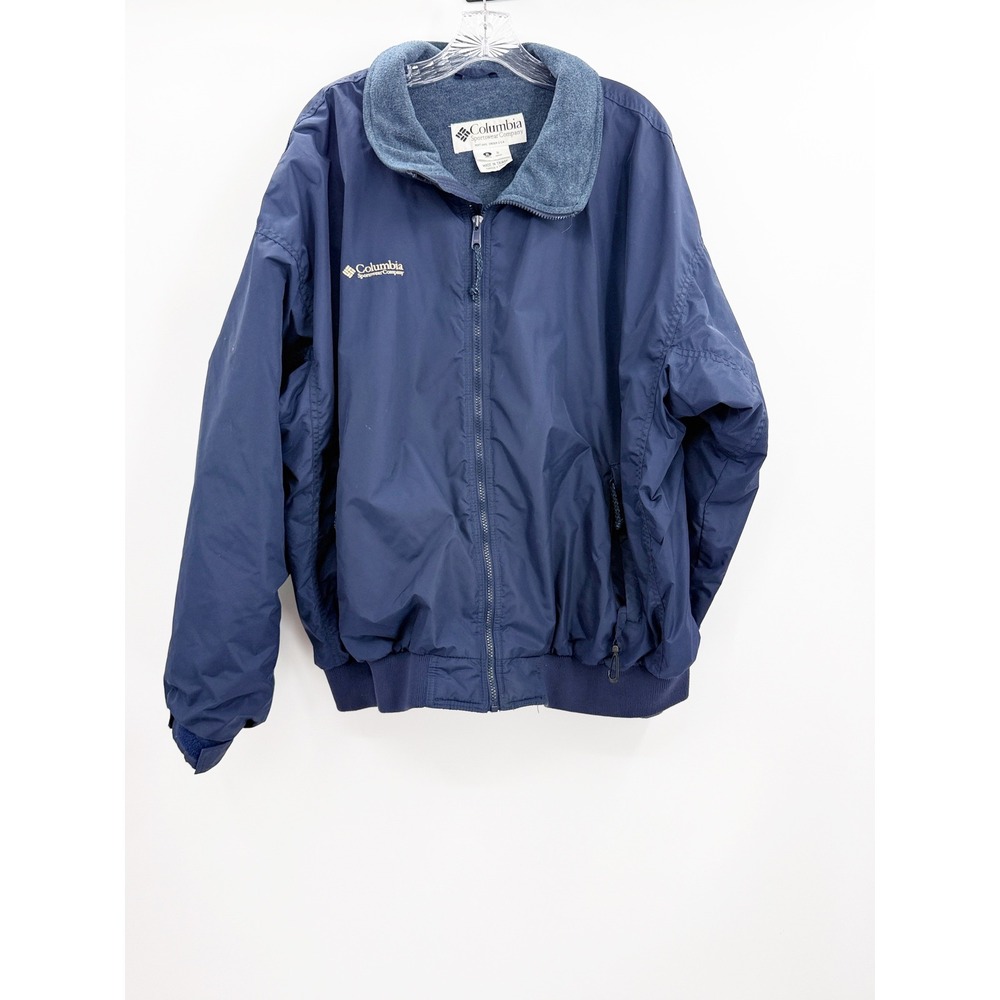 Vintage Columbia Falmouth Navy Blue Fleece Lined Bomber Jacket XL WM5020